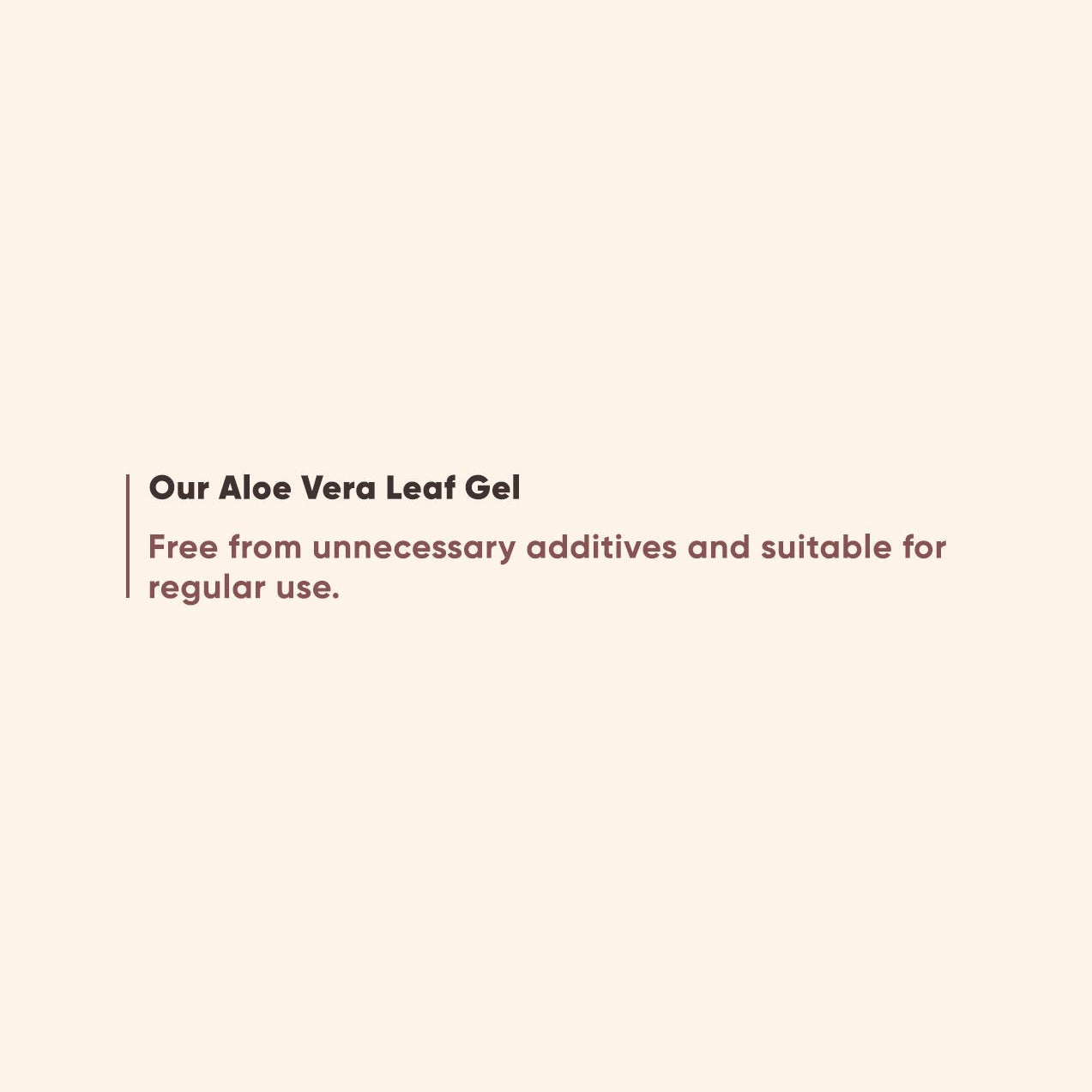 Text on a beige background about aloe vera leaf gel.