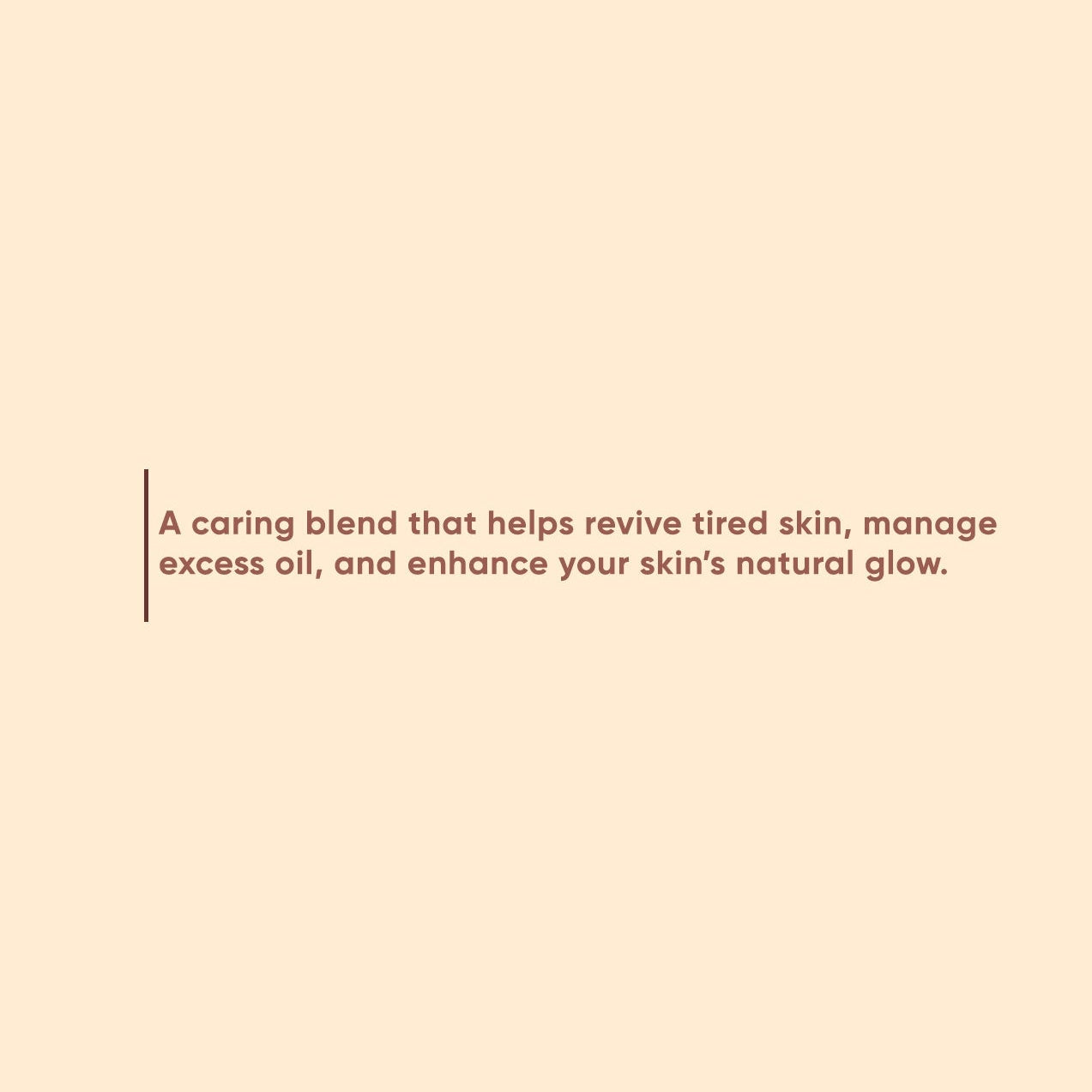 Text on a beige background describing a skin care product.