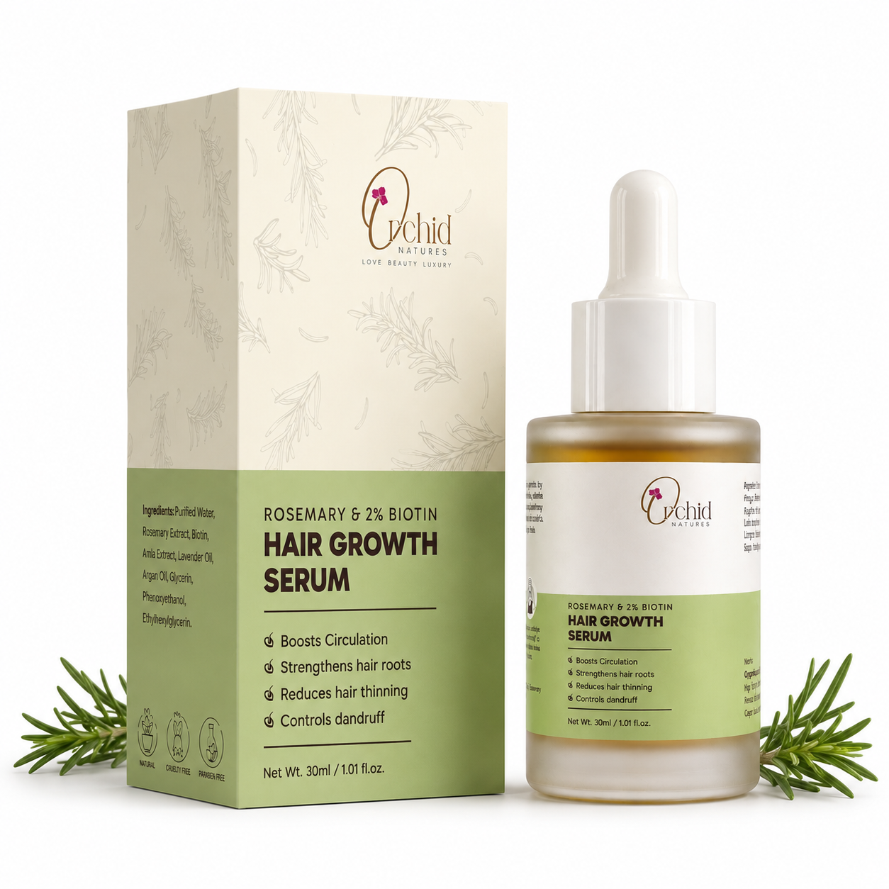 Hair Growth Serum with Rosemary and 2% Biotin