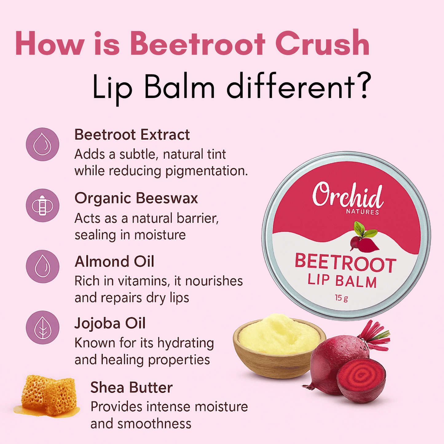 Beetroot lip balm