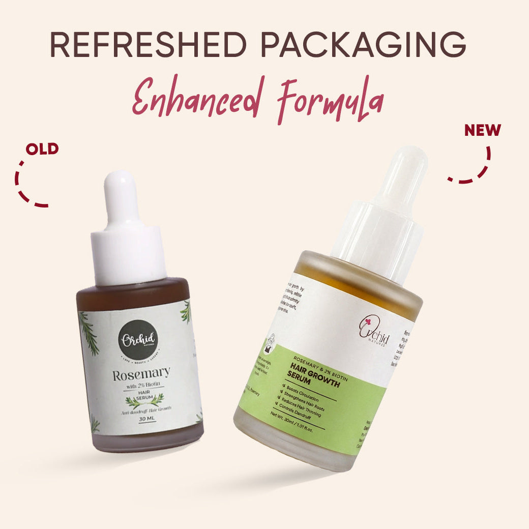 Comparison of old and new packaging for a skincare serum with 'Oshid' branding.